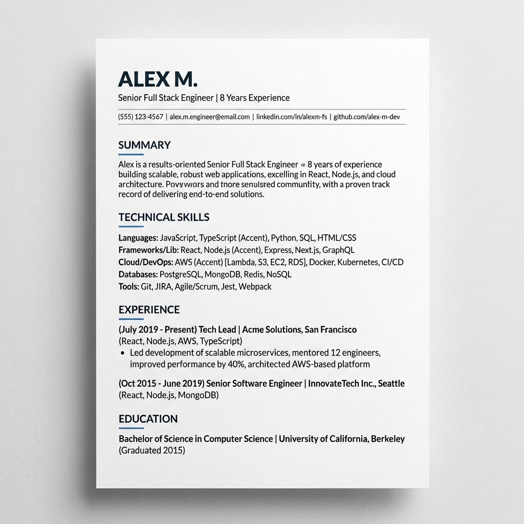 Alex M. Resume